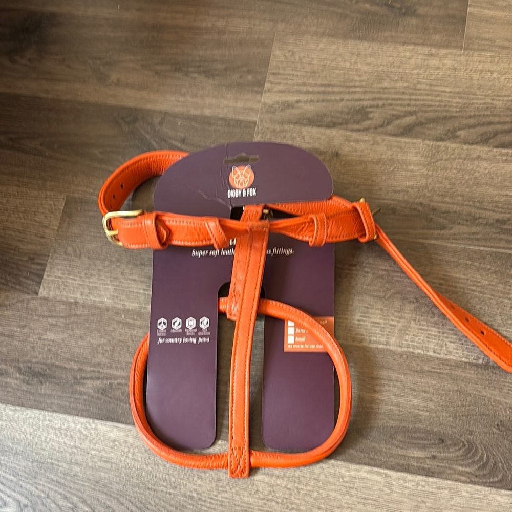 Orange Leather Dog Harness